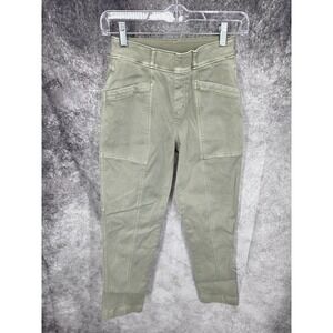Spanx Pants Womens XS Green Slim Straight Stretch Twill Cargo Utility Pull On